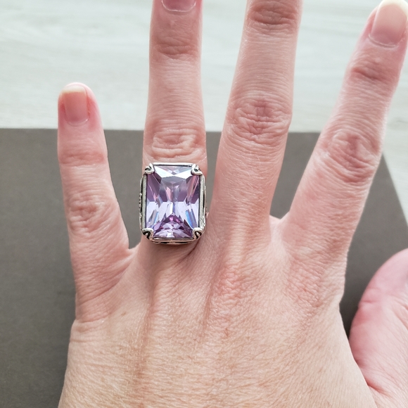 Silpada Sterling Silver Lavender Fields Purple CZ Cocktail Ring R2001 - Picture 14 of 15